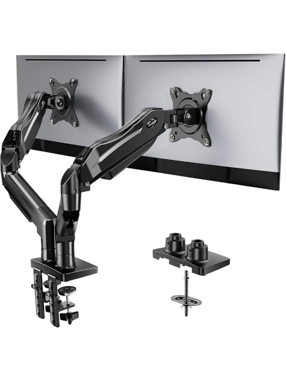 Fully Adjustable Dual Monitor Stand for 13-32” Screens, VESA Mount, C-Clamp